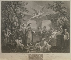 De vijver van Bethesda, gegraveerd door J.M. Delatre en Simon Francis Ravenet, uitgegeven door John Boydell, 1772