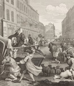 De tweede fase van wreedheid (uit: De vier fasen van wreedheid) door William Hogarth