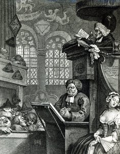 De slapende gemeente, 1736 door William Hogarth