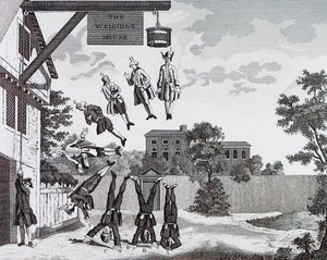 Het weegstation. (absolute zwaartekracht) door William Hogarth