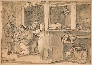 Ongebruikte tekening voor Industrie en Luiheid, 1747 door William Hogarth