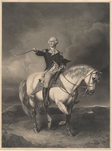George Washington te paard door William Holl II after John Faed