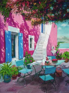 Felroze terras