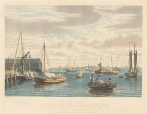 Boston: Vanaf het Scheepshuis Westkant van de Marinewerf door William James Bennett