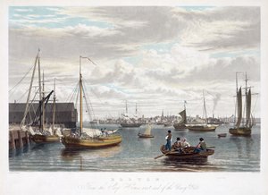 Boston, vanaf het scheepshuis, westkant van de marinewerf, c.1833 door William James Bennett