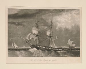 De Amerikaanse brik Porpoise in een storm door William James Bennett