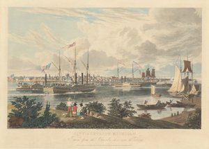 Stad Detroit, Michigan: genomen vanaf de Canadese kust nabij de veerboot