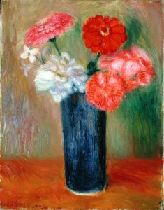 Bloemen in een blauwe vaas door William James Glackens