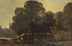 Een uitzicht op Eton en de Fellows Eyot
