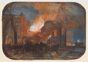 De brand van het Mansion House, Queen Square, Bristol door William James Muller