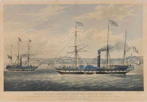 Schepen van de General Steam Navigation Company. De Caledonia van 800 ton, vertrekkend uit Hamburg - De Neptune van 800 ton, de Elbe binnenvarend op haar reis naar Hamburg, met de post van Hare Majesteit door William John Huggins