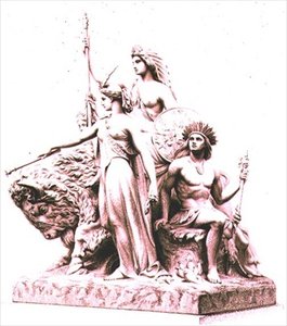 Amerika, gegraveerd door de kunstenaar van de marmeren groep door John Bell (1811-95) bij het Albert Memorial, Hyde Park, pub. door Virtue and Company door William John Roffe