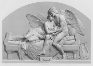 Cupido en Psyche (gravure) door William John Roffe