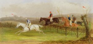 Steeplechasing: De hindernis, 1869 door William Joseph Shayer