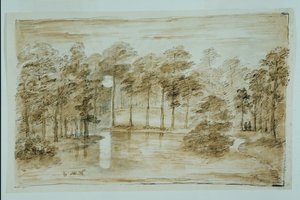 Ontwerp voor de waterbos tuin, gezien in het maanlicht