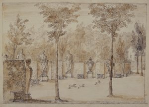 Uitzicht in de Exedra bij Chiswick door William Kent