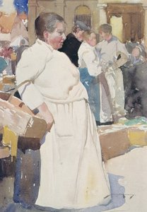Madame la Menagere, Etaples door William Lee Hankey