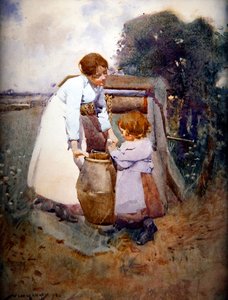 Twee meisjes bij de put door William Lee Hankey