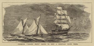 Falmouth kleermakersboten racen om een thuiskomende boot te ontmoeten door William Lionel Wyllie