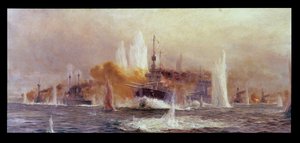 De Slag bij Jutland in 1916 door William Lionel Wyllie