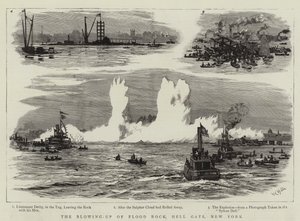 De opblazing van Flood Rock, Hell Gate, New York door William Lionel Wyllie