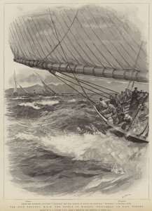 De regatta van Nice, HRH De Britannia van de Prins van Wales als gemakkelijke winnaar door William Lionel Wyllie