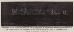 De Koningin in Dublin, de Verlichting van de Schepen van de Kanaalvloot in de Haven van Kingstown door William Lionel Wyllie