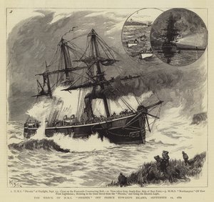 Het Wrak van HMS Phoenix bij Prins Edward Eiland, 12 september 1882 door William Lionel Wyllie