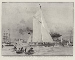 Westwaarts Ho, de Shamrock vertrekt naar New York om te strijden voor de America Cup door William Lionel Wyllie