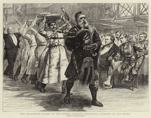 Het Halloween Diner van de London Scottish Volunteers, het binnenbrengen van de Haggis door William Lockhart Bogle