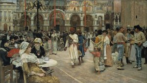 Het Piazza van San Marco, Venetië door William Logsdail