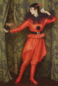 De dochter van de kunstenaar Mary als een Pierrot