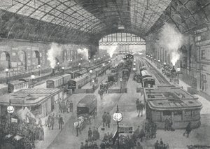 Cannon Street Station - Nacht, 1891 door William Luker