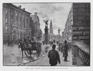 Fleet Street, met uitzicht op Temple Bar Memorial en Child