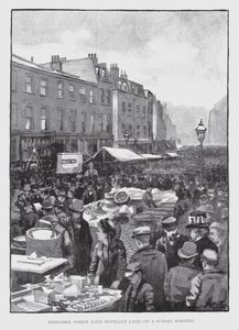 Middlesex Street, voorheen Petticoat Lane, op een zondagochtend door William Luker