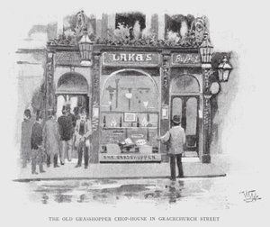 Het Oude Grasshopper Chop-House in Gracechurch Street