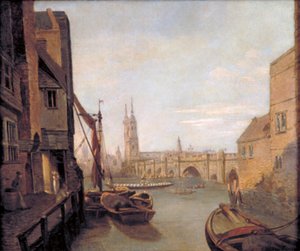 London Bridge vanaf Pepper Alley Stairs, 1788