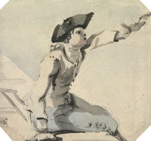 Man Zittend op een Parapet die zijn Linkerarm Zwaait door William Marlow