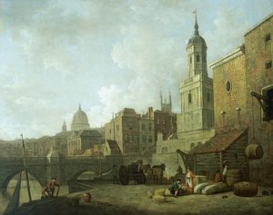 Noordkant van de London Bridge en St Magnus de Martelaar, 1762