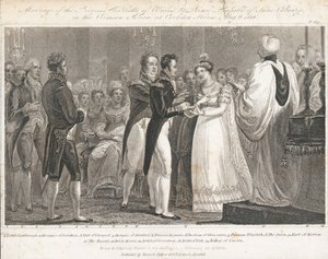 Huwelijk van prinses Charlotte door William Marshall (after) Craig