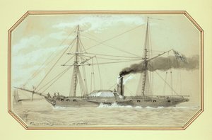 Een door peddels aangedreven stoomoorlogsschip door William McConnell