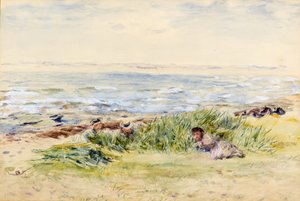 Kinderen Tussen Gebogen Gras door William McTaggart