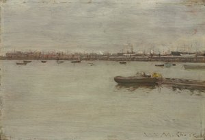 Grijze dag aan de baai door William Merritt Chase