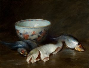Stilleven met Vis door William Merritt Chase