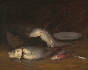 Stilleven met Vis, c.1910 door William Merritt Chase