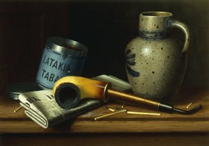 Stilleven met pijp en tabak door William Michael Harnett