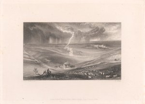 Veld van Waterloo met bliksem door William Miller
