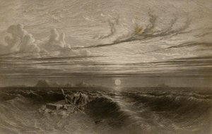 Zonsondergang op zee na een storm door William Miller