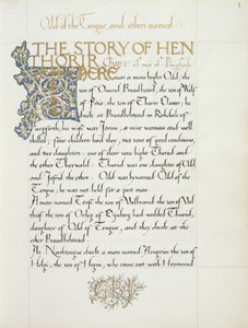 Ms 270* f.1r Het verhaal van Hen Thorir, ca. 1873-4 door William Morris