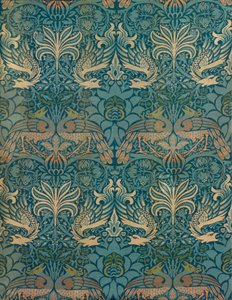 William Morris Pauw en Draak Textielontwerp, c.1880 (houtsnede) door William Morris